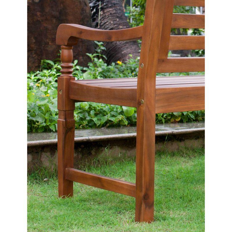 Nantucket Garden Bench - Merry Products: Acacia Hardwood, Contoured Comfort, Water-Resistant, 500lb Capacity