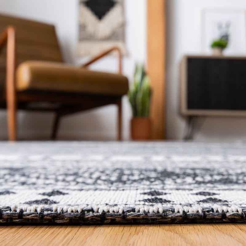 Boho-Mod Augustine Square Flatweave Rug in Black and Cream