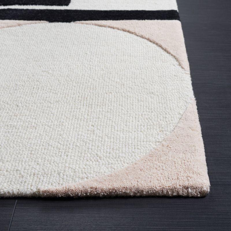 Blush and Black Hand-Tufted Wool Area Rug, 6' x 9'