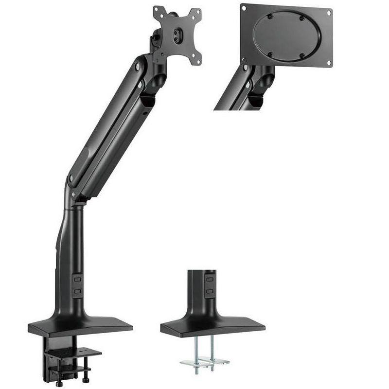 Heavy-Duty Black Adjustable Gas-Spring Single-Monitor Desk Mount