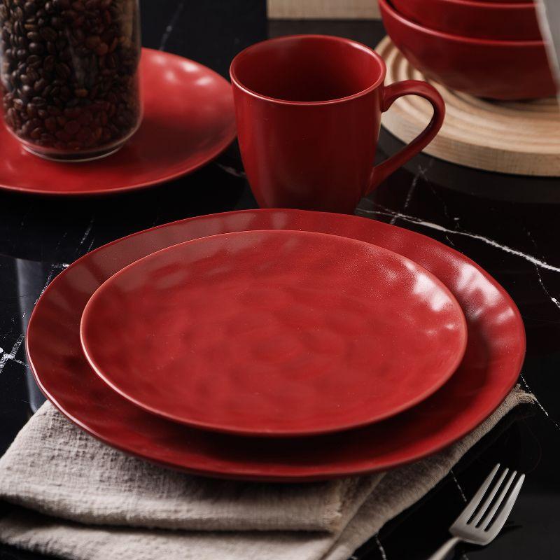 Stone Lain Sam 32-Piece Porcelain Dinnerware Set, Service for 8, Red