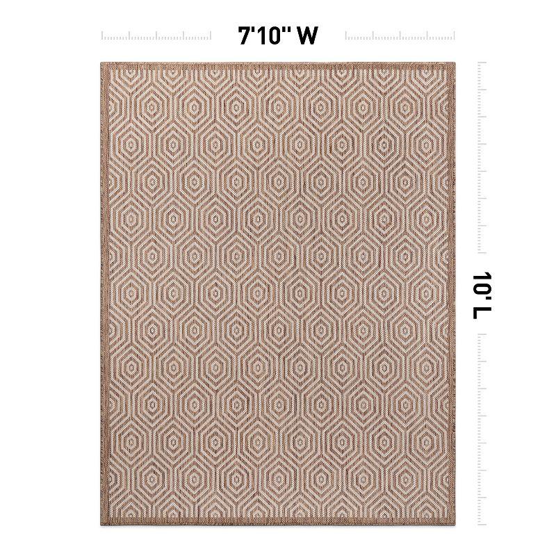 World Rug Gallery Modern Geometric Textured Flat Weave Indoor/Outdoor Area Rug - BROWN 7'10"X10'