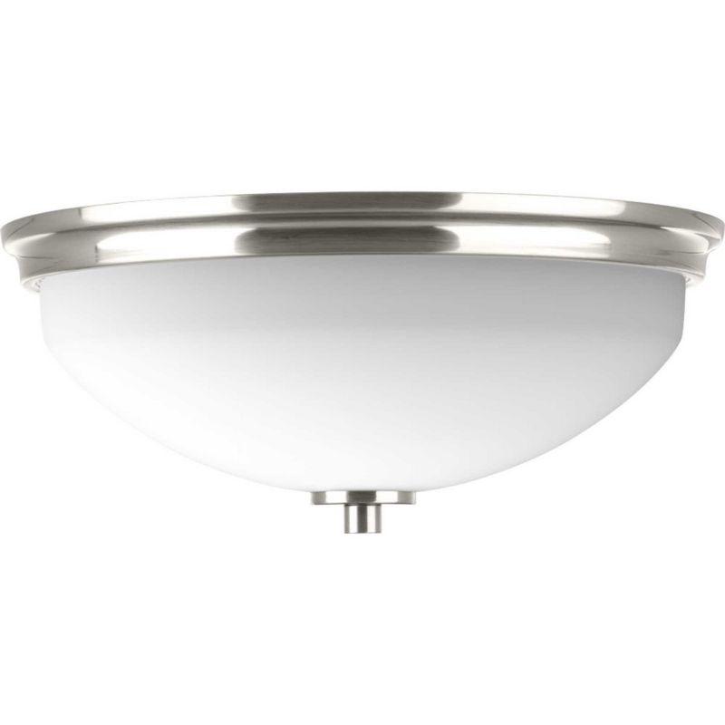 Progress Lighting Replay 2-Light Flush Mount, Brushed Nickel, White Glass Shade