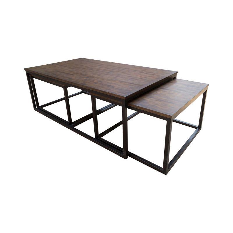 54" Wide Arcadia Acacia Wood Coffee Table with Nesting Tables Antiqued Mocha - Alaterre Furniture