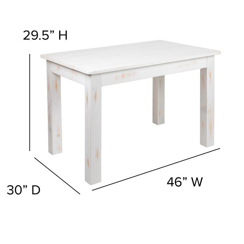 Flash Furniture HERCULES Series 46" x 30" Rectangular Antique Rustic White Solid Pine Farm Dining Table