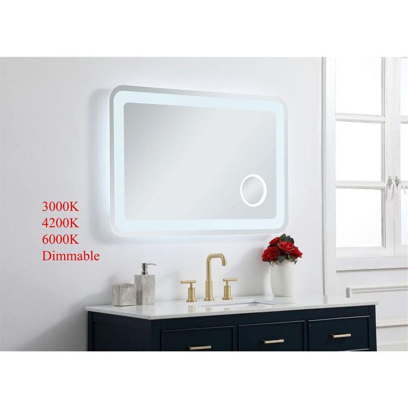 Elegant Lighting Lux 27in x 40in Hardwired LED mirror with magnifier and color changing temperature 3000K/4200K/6000K