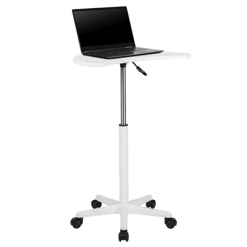 White Adjustable Mobile Laptop Desk with Casters