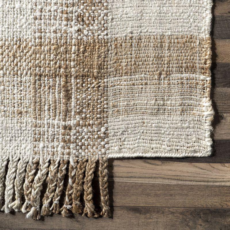 Artisanal Natural Jute 8'x10' Handcrafted Tassel Area Rug