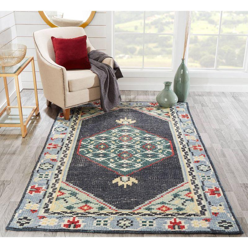 Momeni 2'x3' Ophelia Medallion Handknotted Accent Rug: Wool & Cotton, Low Pile, Classic Rectangle, Indoor Use