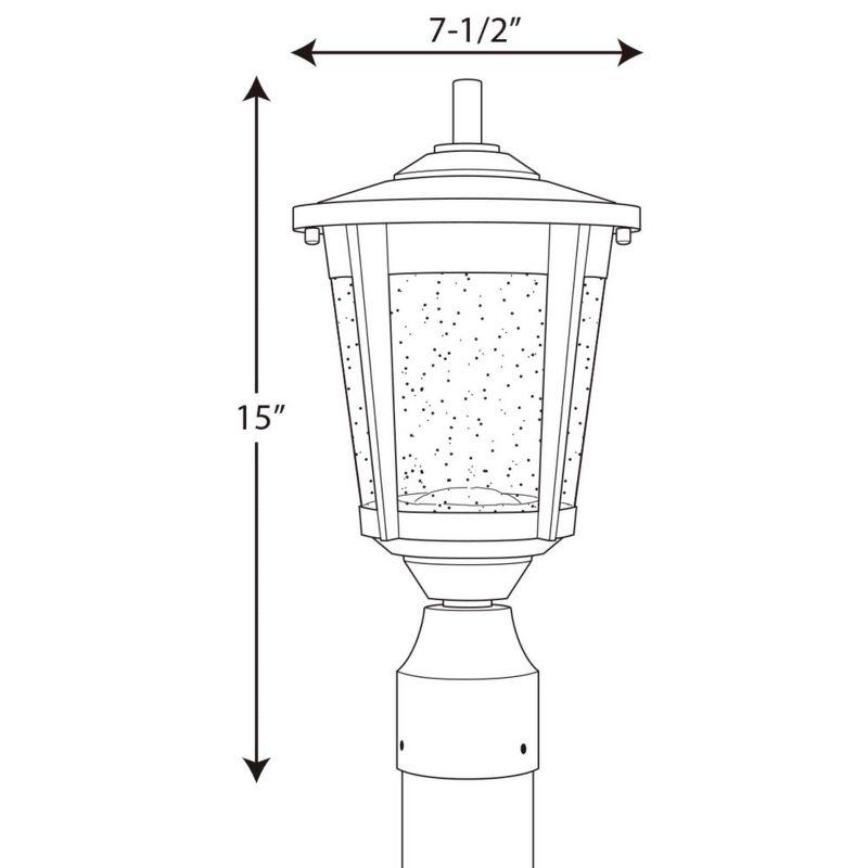 Antique Bronze LED Outdoor Post Lantern with Seeded Glass Shade