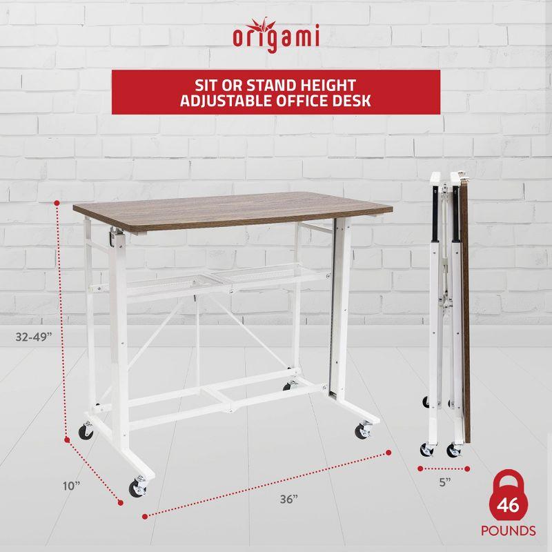 Origami Sit or Stand Height Adjustable Standing Work Home Office Desk, Slim