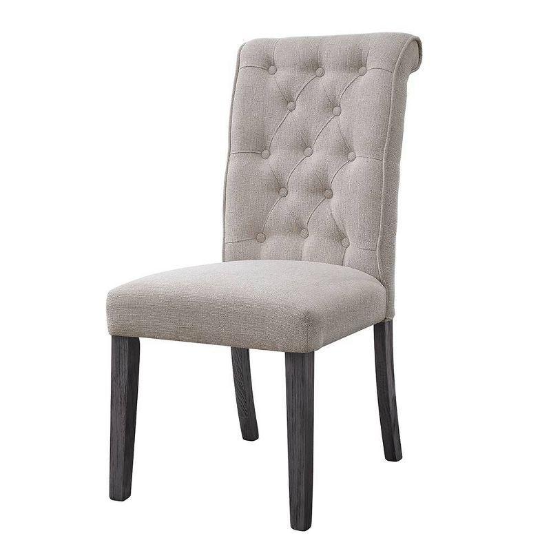 High Parsons 42" Gray Linen Upholstered Side Chair with Wood Legs