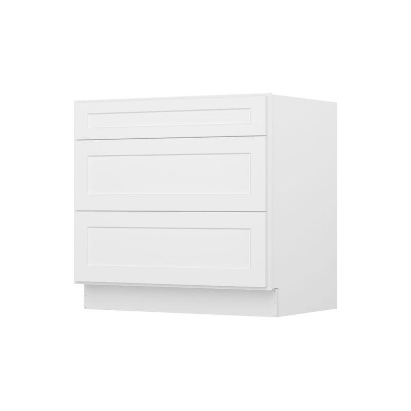 HOMLUX Easy-DIY 36 in W x 24 in D x 34.5 in H in Shaker White Ready to Assemble Drawer Base Kitchen Cabinet With 3-Drawers