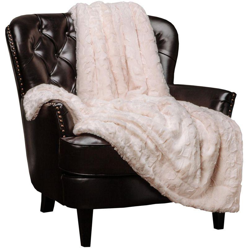 Chanasya Wolf Faux Fur Throw Blanket with Plush Faux Shearling Side