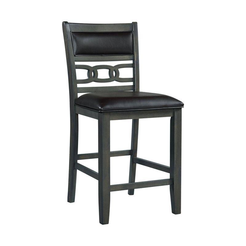 Transitional Taylor Faux Leather Upholstered Counter Stools in Black and Gray