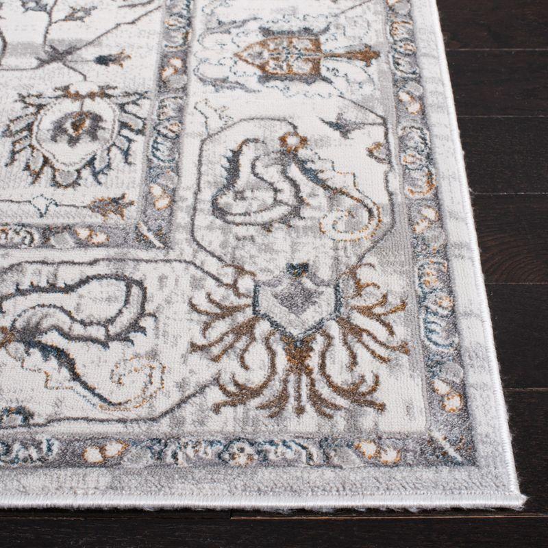 Ivory Abstract Hand-Knotted 5' x 7' Easy Care Synthetic Rug