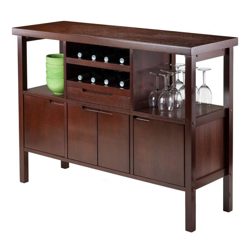 Diego Buffett Sideboard Cabinet Wood/Walnut - Winsome: Transitional Style, 3-Door Storage, 1 Drawer, 2 Shelves