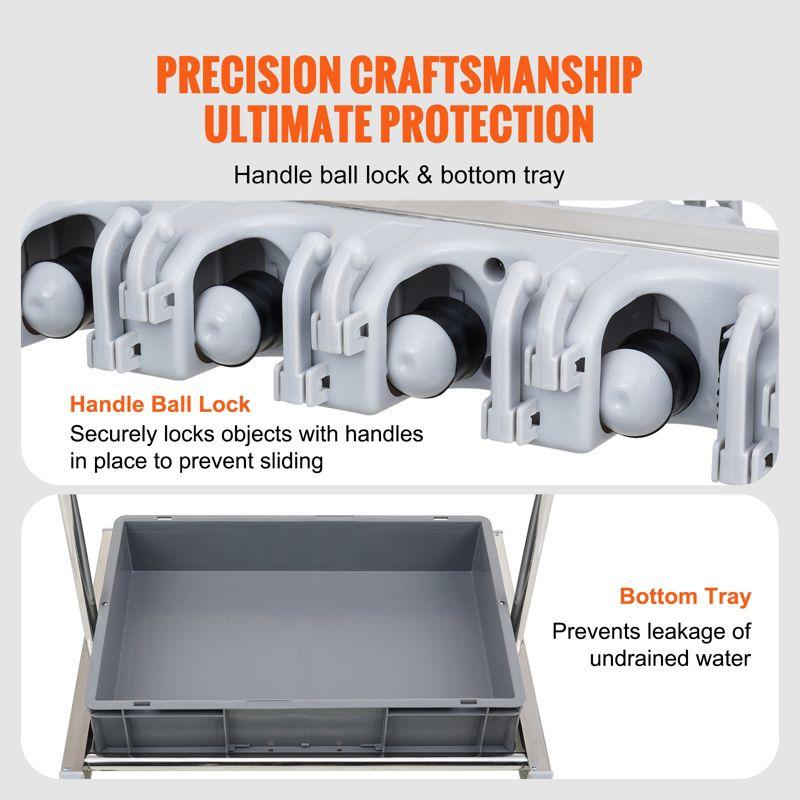 VEVOR Garden Tool Organizer, 10 Slots with Hooks, Yard Tool Tower Rack with Wheels for Garage Organization and Storage, Hold Long-Handled Tool/Rake