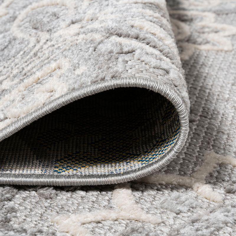 2'x8' Gordes Paisley High-Low Indoor/Outdoor Area Rug, Light Gray - JONATHAN Y