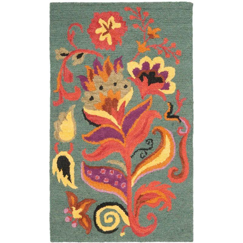 Blossom BLM679 Hand Hooked Area Rug - Blue/Multi - 4'x6' - Safavieh..