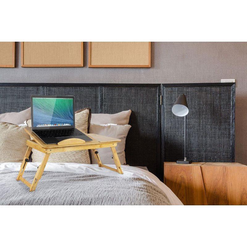Mount-it Mount-It! Adjustable Bamboo Laptop Bed Tray w/ Tilting Top, Pullout Storage Drawer, Foldable Design