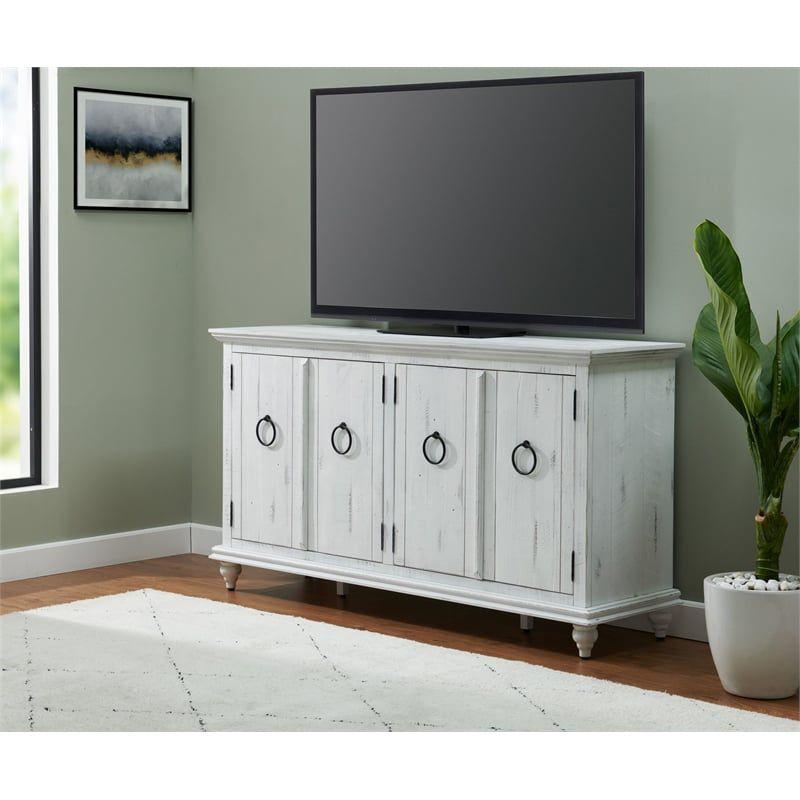 Martin Svensson Home Garden District Rustic White Solid Wood 65" TV Stand