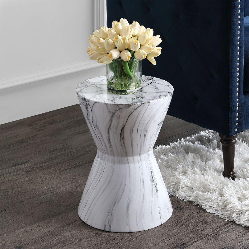 JONATHAN Y African Drum 17.3" White Marble Finish Ceramic Garden Stool