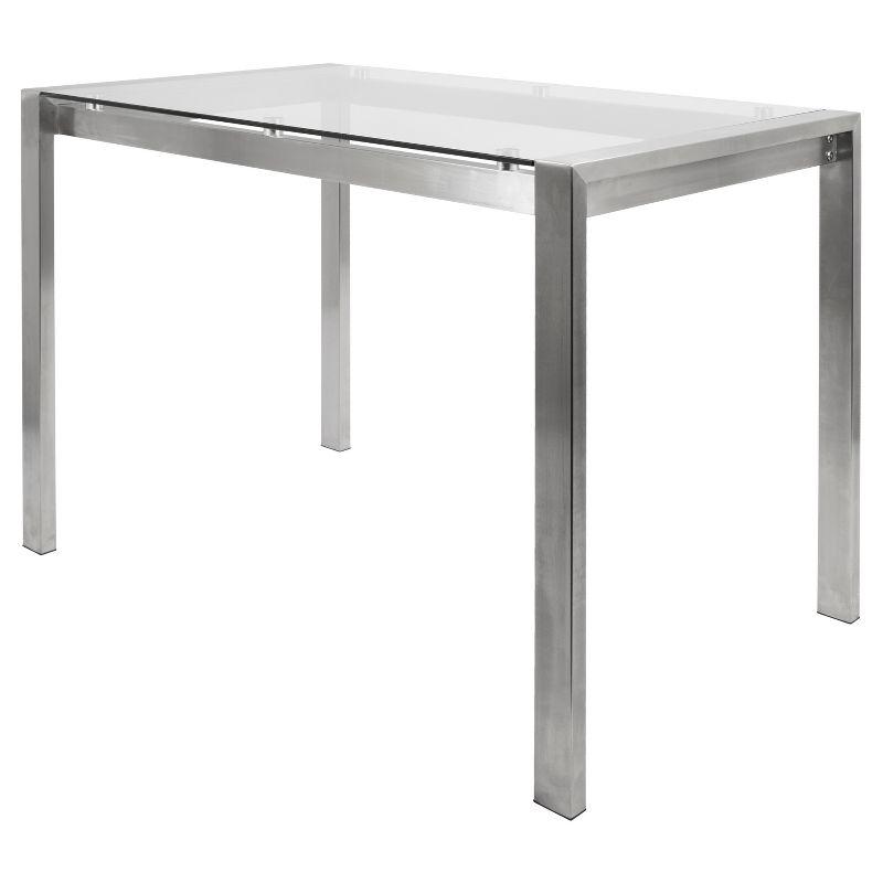 CounterHeight Table Stainless Steel - LumiSource: Contemporary Glass Top, Seats 6, Metal Frame