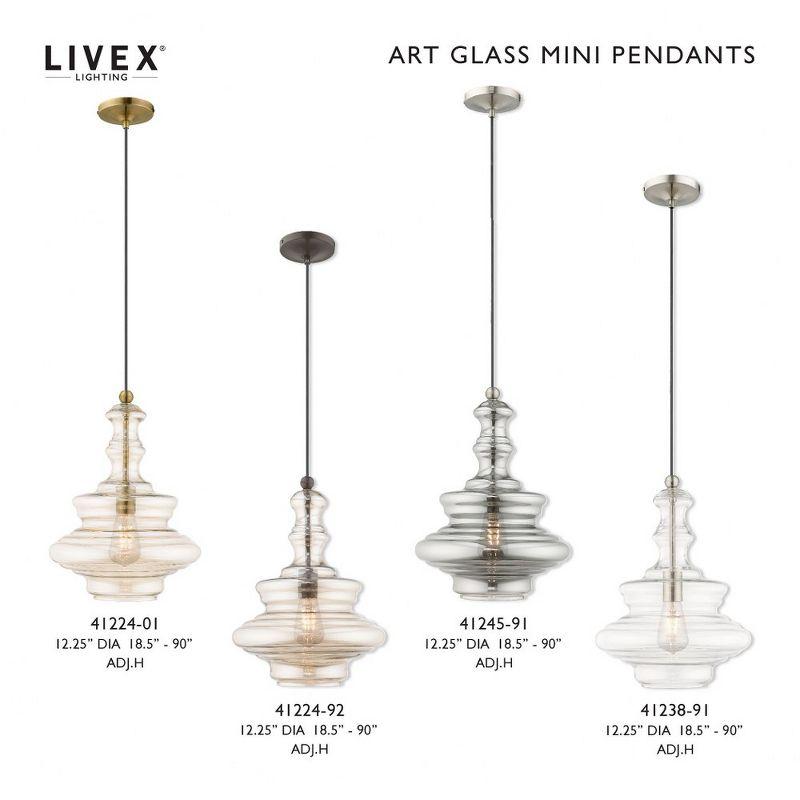 Livex Lighting Art Glass 1 - Light Pendant in  Antique Brass