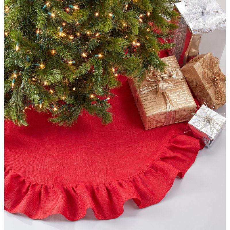 Saro Lifestyle Saro Lifestyle Jute Christmas Tree Skirt With Ruffled Design