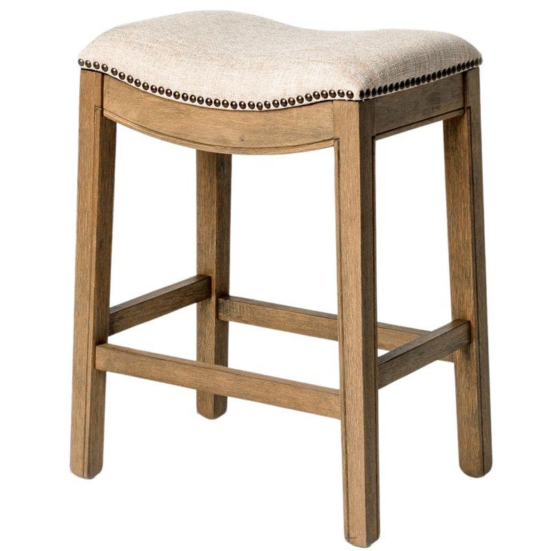 Maven Lane Maven Lane Adrien Backless Saddle Kitchen Stool with Fabric Upholstery