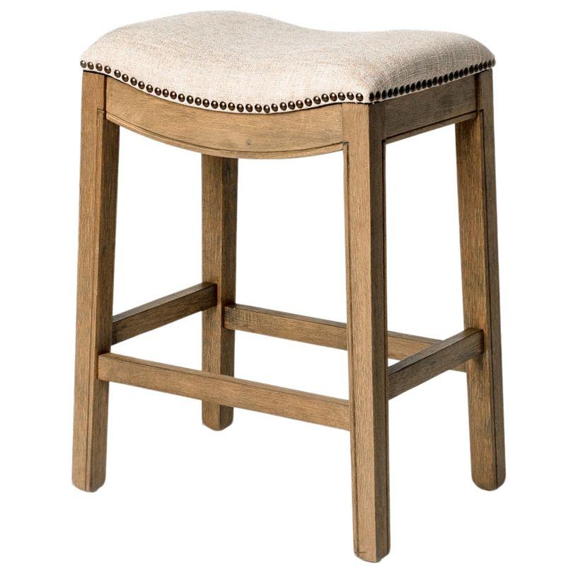 Adrien Brown Backless Saddle Wood Counter Stool