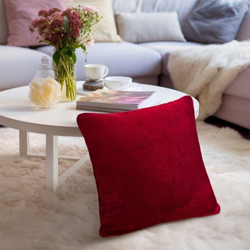 PAVILIA Set of 2 Throw Pillow Covers, Decorative Velvet Square Cushion Cases for Bed Sofa Couch Bedroom Living Room, Red/20 x 20