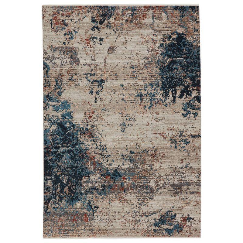 Terrior Blue and Red Abstract Reversible Area Rug