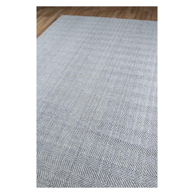 Minimalist Gray Herringbone Handwoven Rectangular Wool-Blend Rug