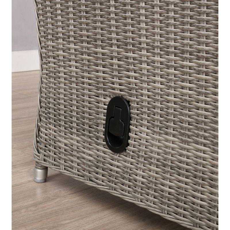 Monaco 3pc Set with 2 Seat Reclining Bench & 2 Ottomans - Gray - Alaterre Furniture: All-Weather Wicker, Aluminum Frame