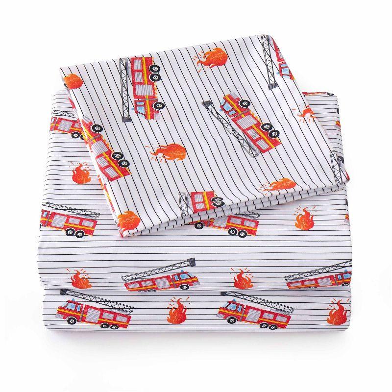 Fire Engine Truck Microfiber Kids' Sheet Set By Sweet Home Collection®