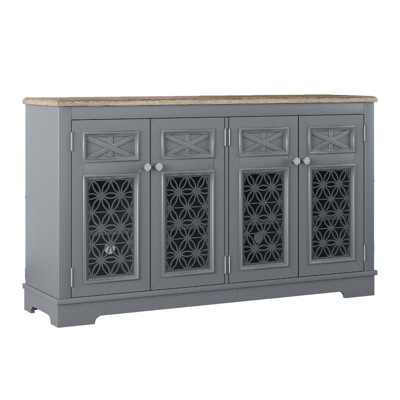 Festivo 57" Vintage Storage Accent Buffet Sideboard Cabinet Gray