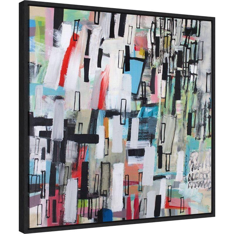 22" x 22" Rainfall by Michelle Daisley Moffitt Framed Canvas Wall Art Print - Amanti Art: Modern Abstract Lithograph