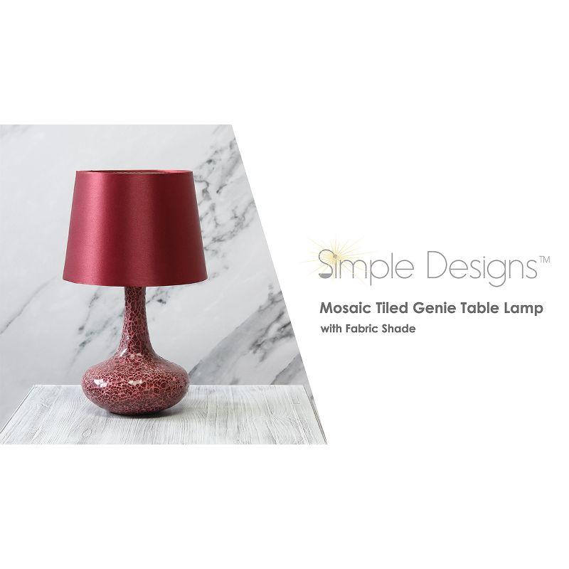 Mosaic Tiled Glass Genie Table Lamp with Fabric Shade White - Simple Designs