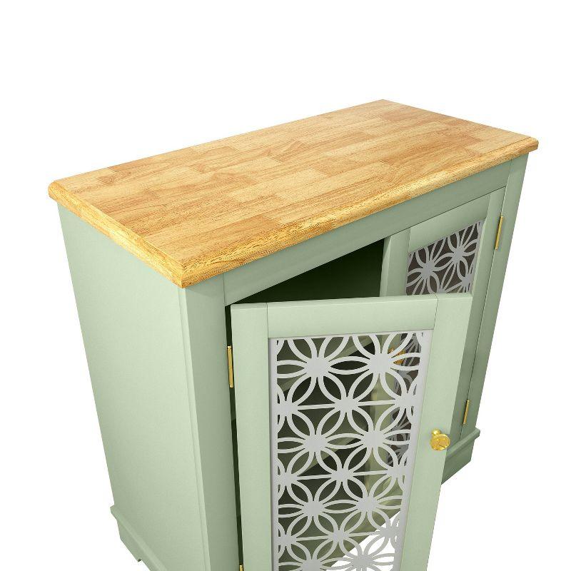 30" Storage Sideboard Buffet Cabinet Green - Home Essentials: Bohemian Style, Adjustable Shelves, Tempered Glass Doors