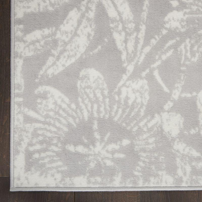 Charming Gray Floral Synthetic 8'4" x 11'6" Area Rug