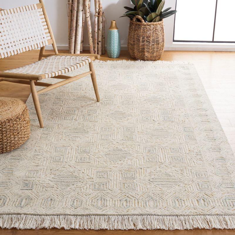 Ivory and Grey Hand-Tufted Wool Square Rug