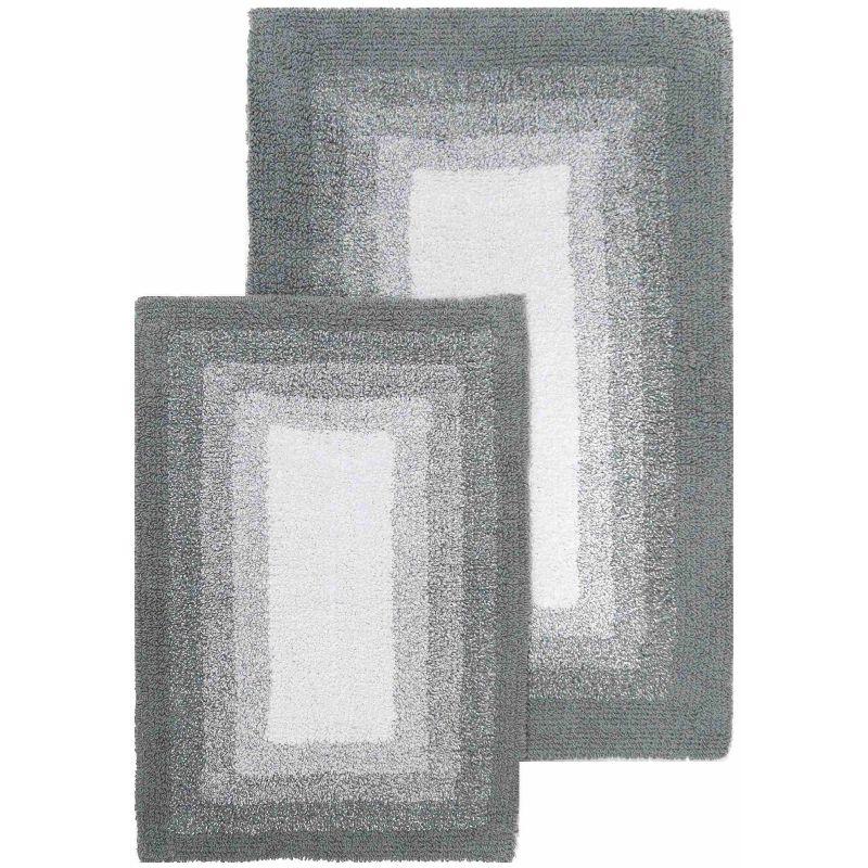 Whitney Ombre Gray Cotton Reversible Bath Rug Set