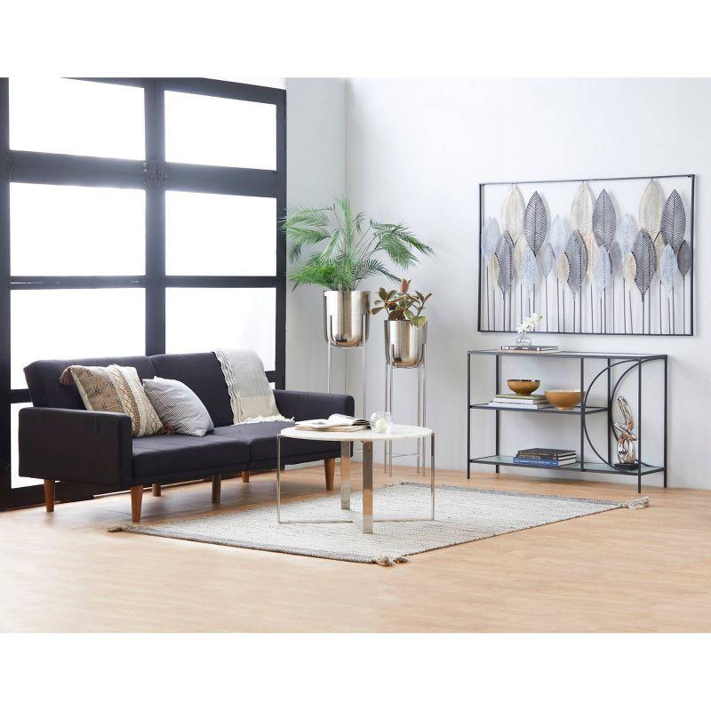 Olivia & May Industrial Metal Console Table Black: Sturdy Entryway Furniture with Fixed Shelf
