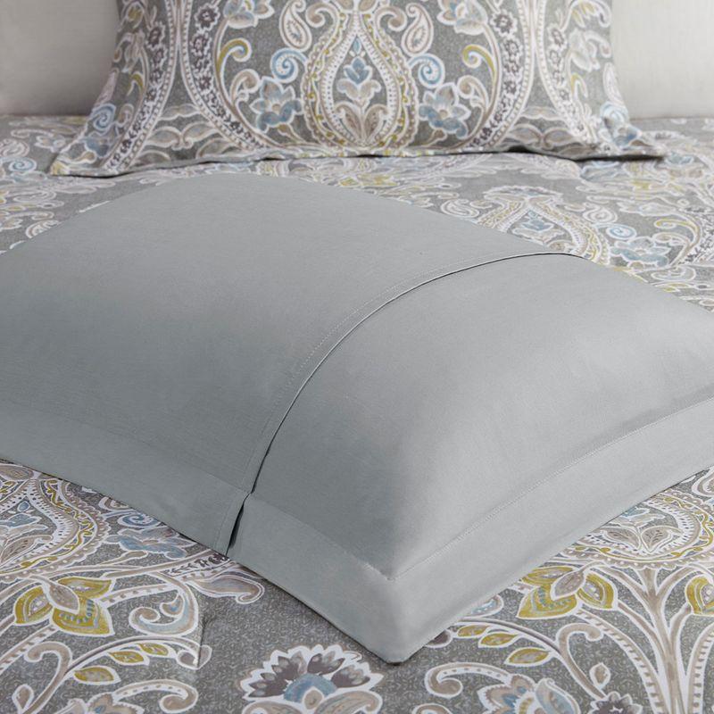 Gracie Mills Brant Damask 5-Piece Cotton Duvet Cover Set