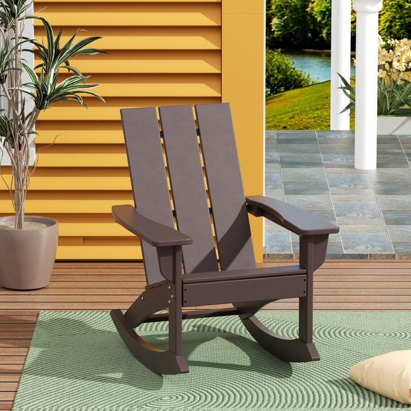 Dark Brown Plastic Adirondack Outdoor Rocking Chair