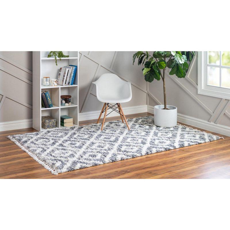Unique Loom 9' 0 x 12' 2 Gray Hygge Shag Diamond Area Rug