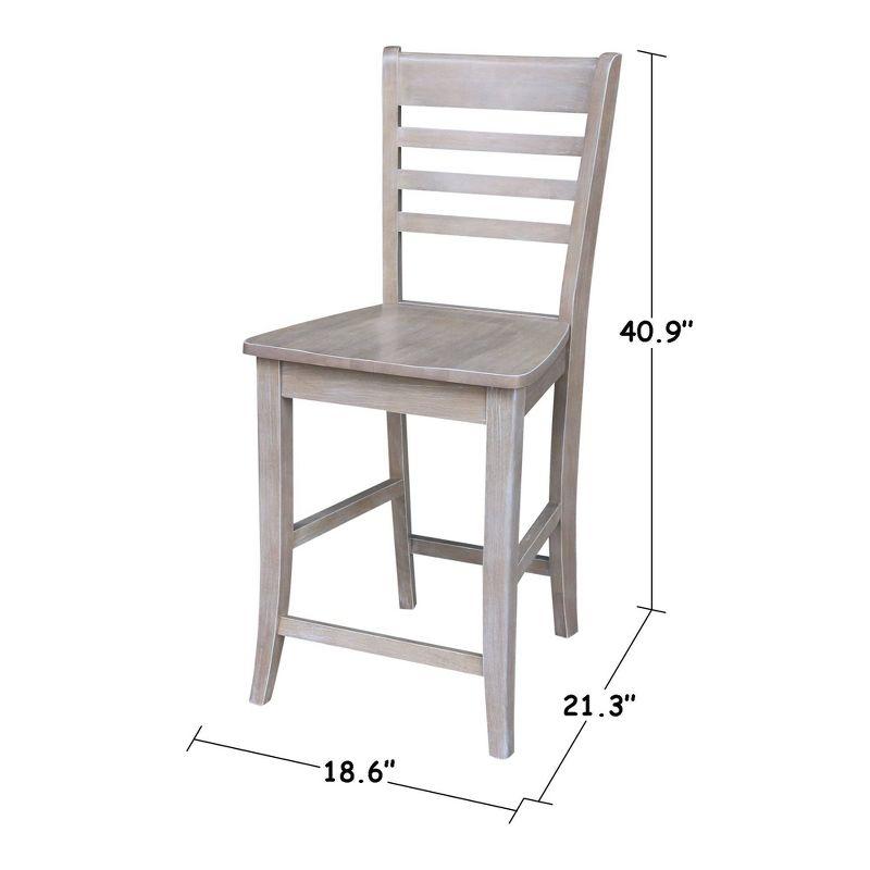 24" Roma Counter Height Barstool Washed Gray Taupe - International Concepts: Solid Wood, Ladder-Back