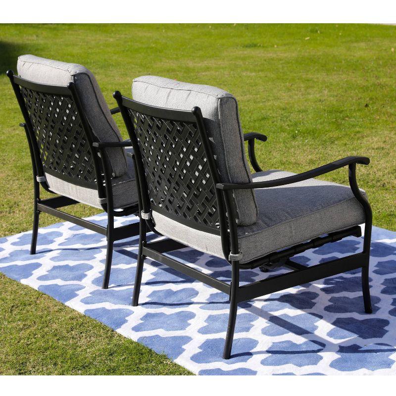 2pc Steel Outdoor Patio Accent Chairs Gray - Lokatse: Powder-Coated, UV & Water-Resistant, 350 lbs Capacity